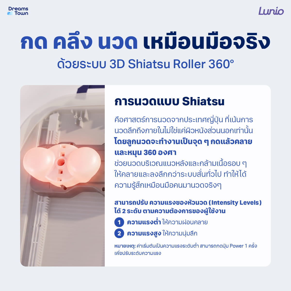 เบาะนวดหลังไฟฟ้าไร้สาย LUNIO รุ่น BACK CUSHION MASSAGER